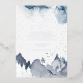 Eleganter Wintergebirgwald Hochzeitsplatz Folieneinladung (Vorderseite)