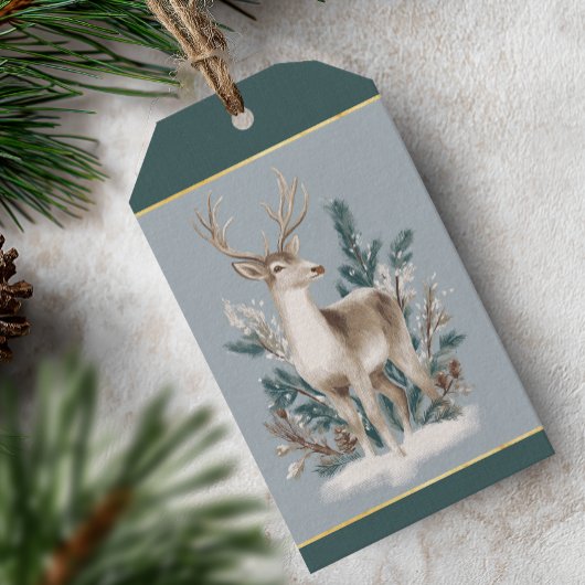 Eleganter Winterhirsch Weihnachten Geschenkanhänger