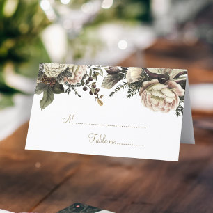 Eleganter Winterponies schicker Hochzeitstisch Platzkarte