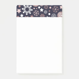 Eleganter Winterurlaub rosa goldener metallischer Post-it Klebezettel