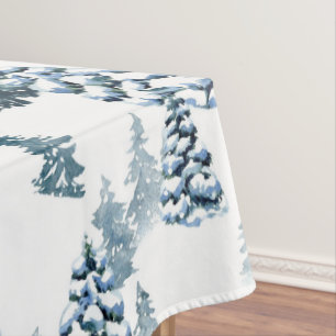 Eleganter Winterwald Schneebedeckter Tannenwald We Tischdecke