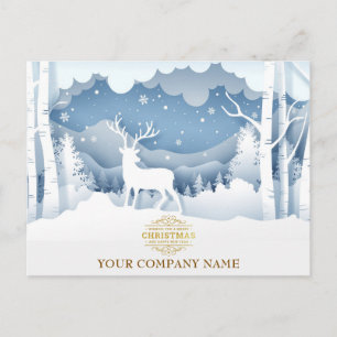 Eleganter Winterwaldhirsch Feiertag und Weihnachte Feiertagspostkarte