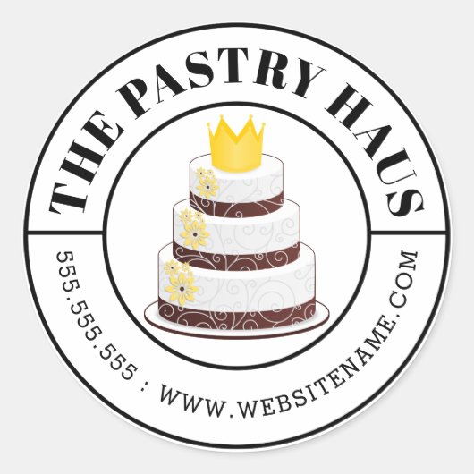 Eleganter Wirbel Cake Curved Text Runder Aufkleber (Vorderseite)