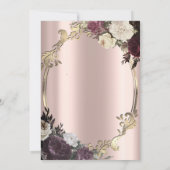 Eleganter Wirbel Gold Frame, Burgund Rente Einladung (Rückseite)