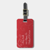 Eleganter Wirbels-kundenspezifisches Monogramm-Rot Gepäckanhänger (Vorderseite vertikal)