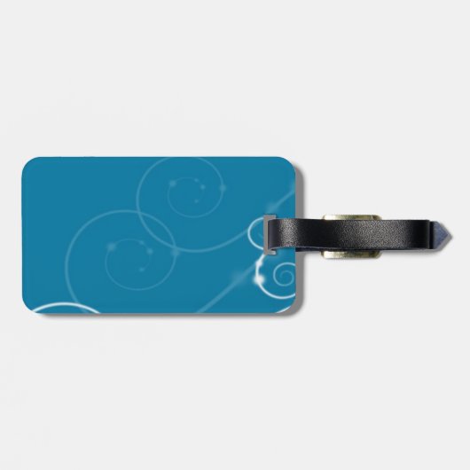 Eleganter Wirbels-mit Monogramm Blau Gepäckanhänger (Rückseite horizontal)