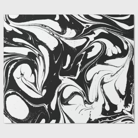 Eleganter Wirbler schwarzer und weißer Marmor Geschenkpapier (Flach)