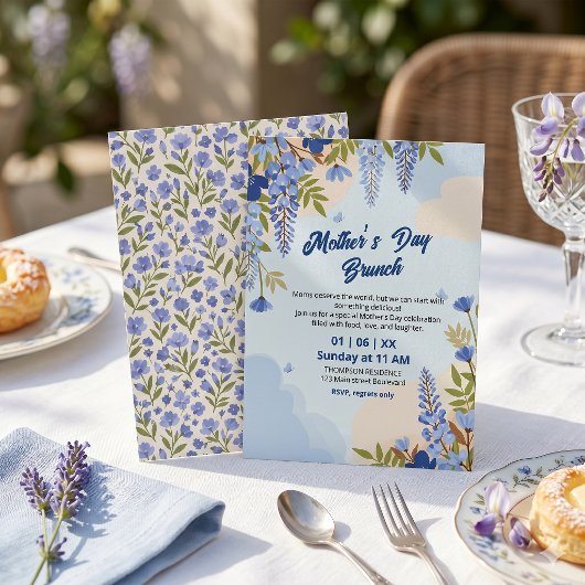 Eleganter Wisteria-Blumen-Muttertagsbrunch Einladung