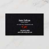 Eleganter World Map Agent Schwarz Visitenkarte (Rückseite)