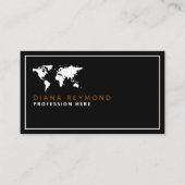 Eleganter World Map Agent Schwarz Visitenkarte (Vorderseite)