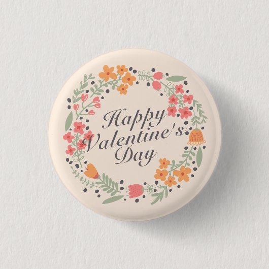 Eleganter wreath-Button-Knopf des Valentines Button (Vorderseite)