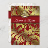 Eleganter Xmas Hochzeitszange Diamantleaf Swirl Go Einladung (Vorne/Hinten)