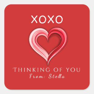 Eleganter XOXO Valentinstag-Aufkleber • Liebesanhä Quadratischer Aufkleber