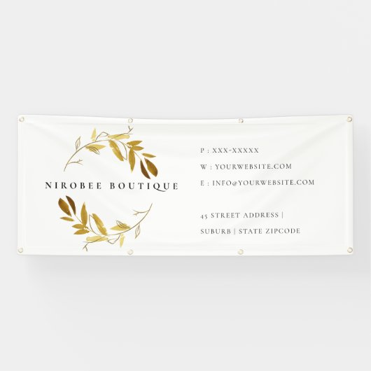 Eleganter Yellow Gold Foliage Wreath Business Stor Banner (Horizontal)