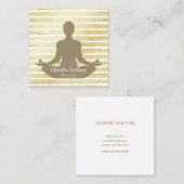 Eleganter Yoga-weißer Sepia-brauner Goldlack gestr Quadratische Visitenkarte (Vorne/Hinten)