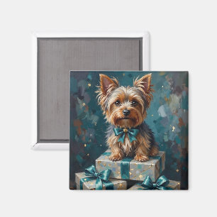 Eleganter Yorkshire-Terrier-Hund-Feiertagsgeschenk Magnet