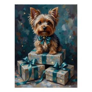 Eleganter Yorkshire Terrier-Hund-Festgeschenkstape Poster