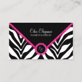 Eleganter Zebra-Druck u. rosa Spitze Visitenkarte (Vorderseite)