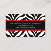 Eleganter Zebra-Druck u. rote Spitze Visitenkarte (Rückseite)