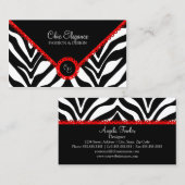 Eleganter Zebra-Druck u. rote Spitze Visitenkarte (Vorne/Hinten)
