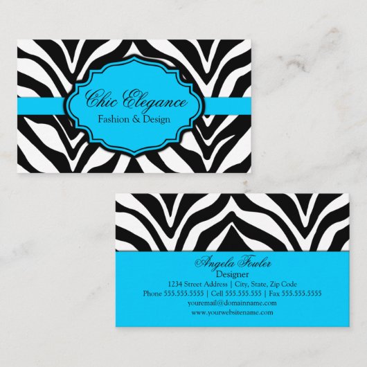 Eleganter Zebra-Druck Visitenkarte (Vorne/Hinten)