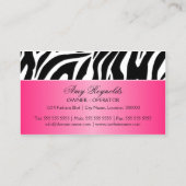 Eleganter Zebra-Mode-Schmuck Visitenkarte (Rückseite)