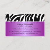 Eleganter Zebra-Mode-Schmuck Visitenkarte (Rückseite)