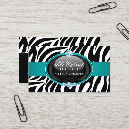 Eleganter Zebra-Mode-Schmuck Visitenkarte (Vorderseite/Rückseite Beispiel)