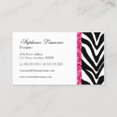 Eleganter Zebra-Muster-Paillette-Blick Visitenkarte (Rückseite)