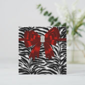 Eleganter Zebra Rot und Schwarzer Jeden Anlaß Einladung (Stehend Vorderseite)