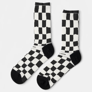 Eleganter zeitloser Name Schwarz-Weiß-Karo Socken