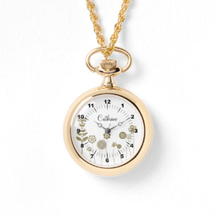 Eleganter zeitloser Soft Gold BlumenMinimalismus Armbanduhr