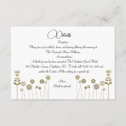 Eleganter zeitloser Soft Gold BlumenMinimalismus Begleitkarte (Vorderseite)