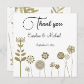 Eleganter zeitloser Soft Gold BlumenMinimalismus Dankeskarte (Vorne/Hinten)