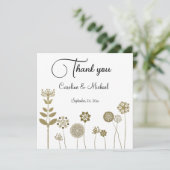 Eleganter zeitloser Soft Gold BlumenMinimalismus Dankeskarte (Stehend Vorderseite)