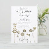 Eleganter zeitloser Soft Gold BlumenMinimalismus Einladung (Stehend Vorderseite)