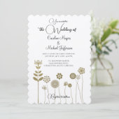 Eleganter zeitloser Soft Gold BlumenMinimalismus Einladung (Stehend Vorderseite)