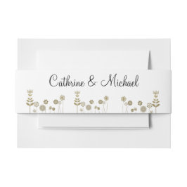 Eleganter zeitloser Soft Gold BlumenMinimalismus Einladungsbanderole