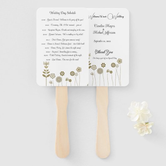 Eleganter zeitloser Soft Gold BlumenMinimalismus Fächer (Vorne und Hinten)