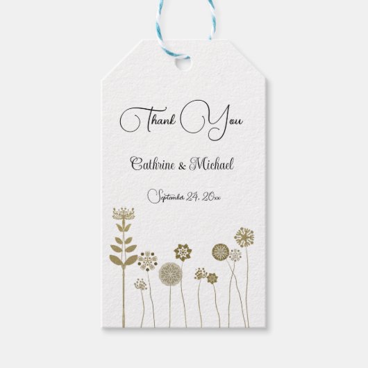 Eleganter zeitloser Soft Gold BlumenMinimalismus Geschenkanhänger (Vorderseite)