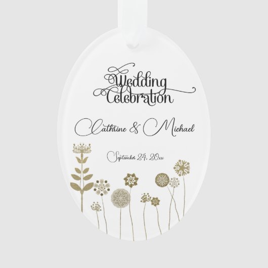 Eleganter zeitloser Soft Gold BlumenMinimalismus Ornament (Vorderseite)