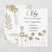 Eleganter zeitloser Soft Gold BlumenMinimalismus RSVP Karte (Vorne/Hinten)
