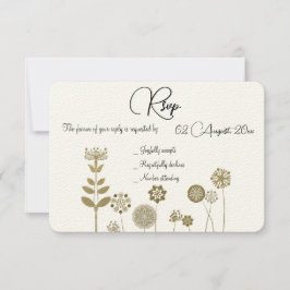Eleganter zeitloser Soft Gold BlumenMinimalismus RSVP Karte