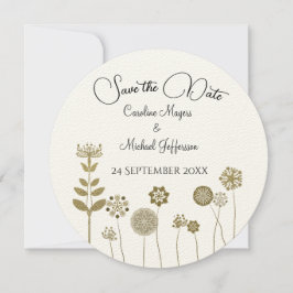 Eleganter zeitloser Soft Gold BlumenMinimalismus Save The Date