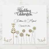 Eleganter zeitloser Soft Gold BlumenMinimalismus Schaumweinetikett (Einzelnes Label)