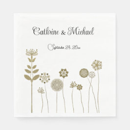 Eleganter zeitloser Soft Gold BlumenMinimalismus Serviette