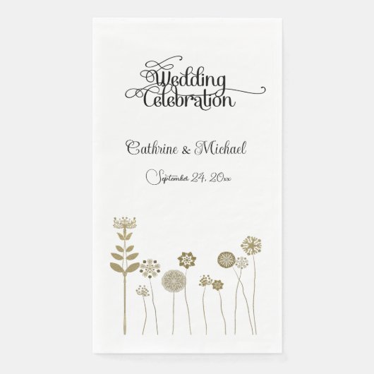 Eleganter zeitloser Soft Gold BlumenMinimalismus Serviette (Vorderseite)