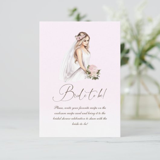 Eleganter Zender Rosa Brautparty Rezept Begleitkarte (Stehend Vorderseite)