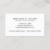 Eleganter zertifizierter öffentlicher Rechnungsfüh Visitenkarte (Rückseite)