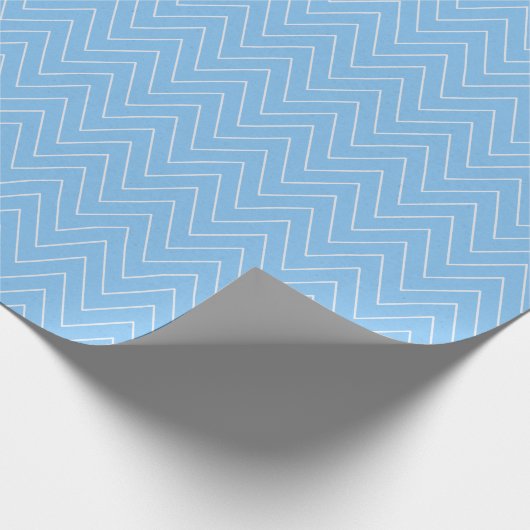 Eleganter Zickzack Geschenkwrap in Blau und Weiß Geschenkpapier (Ecke)